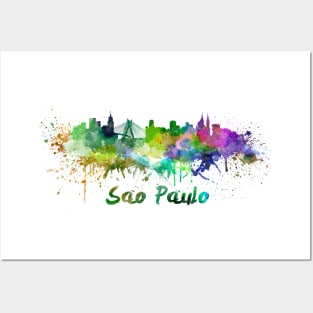 Sau Paulo skyline in watercolor Posters and Art